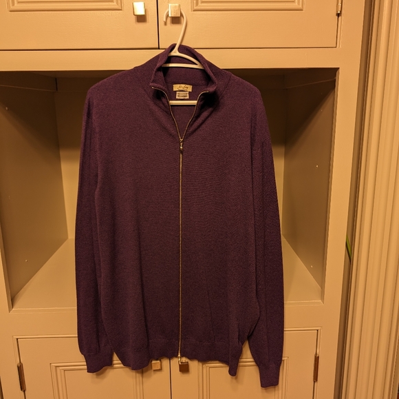 100% Cashmere Men's purple XXL 1/2 zip sweater John Laing made in Scotland - Picture 4 of 11
